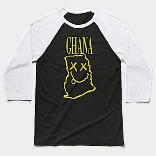 Vibrant Ghana Africa x Eyes Happy Face: Unleash Your 90s Grunge Spirit! Smiling Squiggly Mouth Dazed Happy Face Baseball T-Shirt